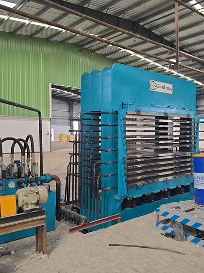 Gurukrupa plywood press in production