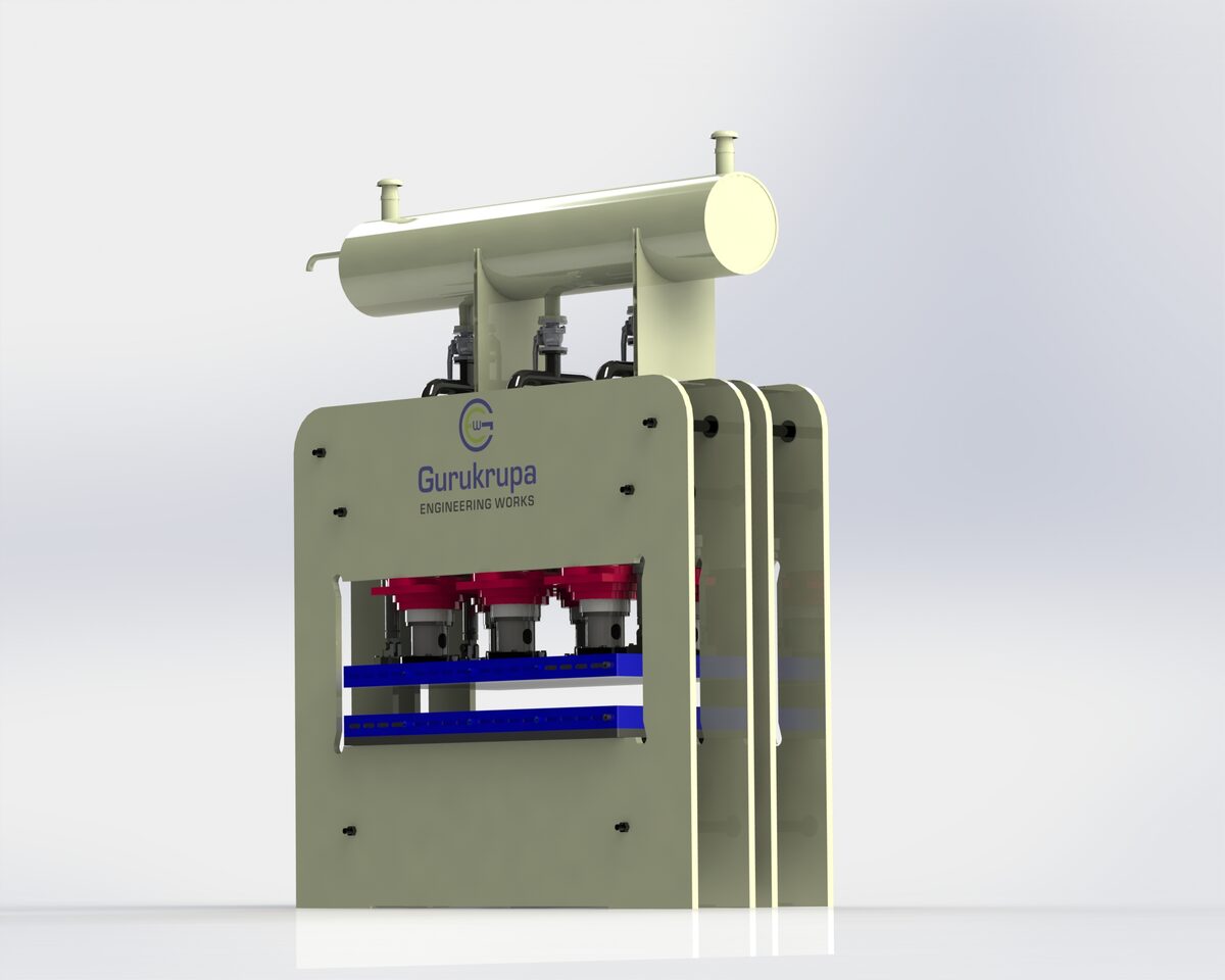 Short cycle press for pre-lam board
